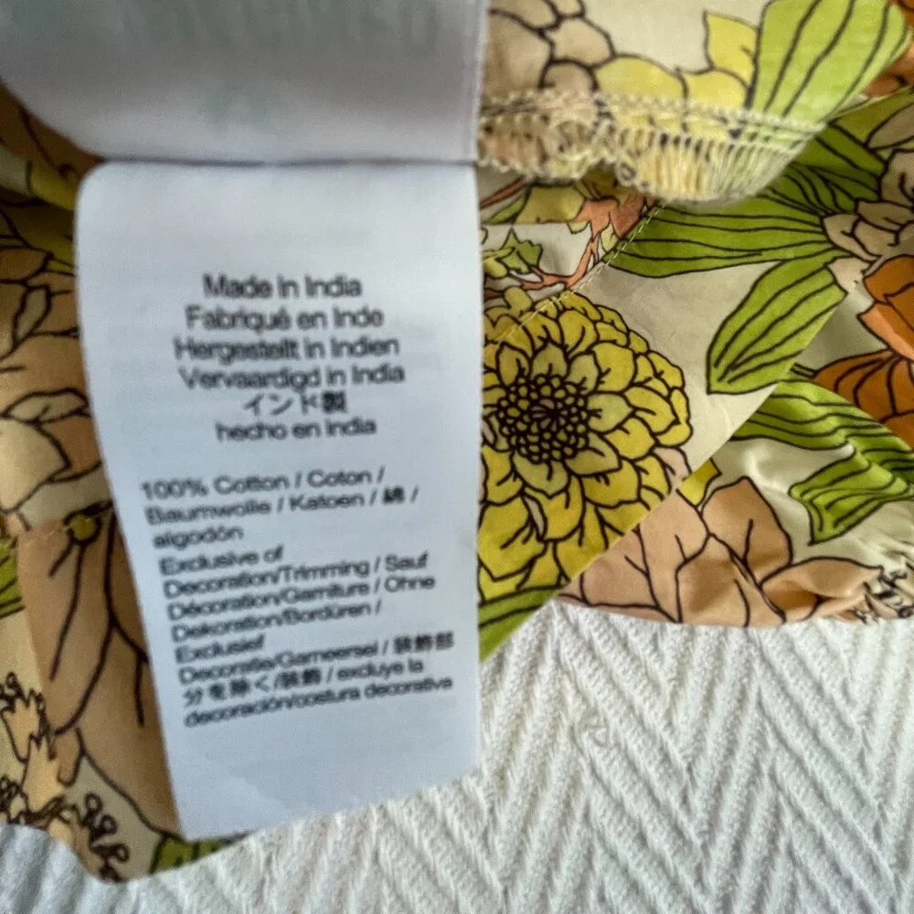 J. Crew Floral Square Neck Peplum Blouse Women's Size 8 Puff Sleeve Cotton